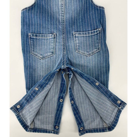 OshKosh B'gosh baby girl overalls multicolor vertical stripes Vestbak snap 9M - Picture 5 of 9